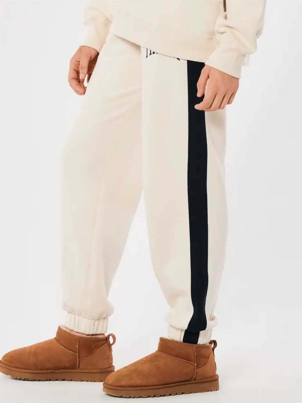 Hollister Cream Joggers with Black Side Stripe - Picture 2 of 6
